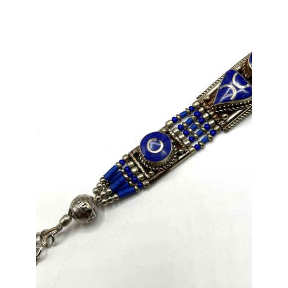 Blue Lapis Tibetan Silver Bracelet - Picture 2 of 4